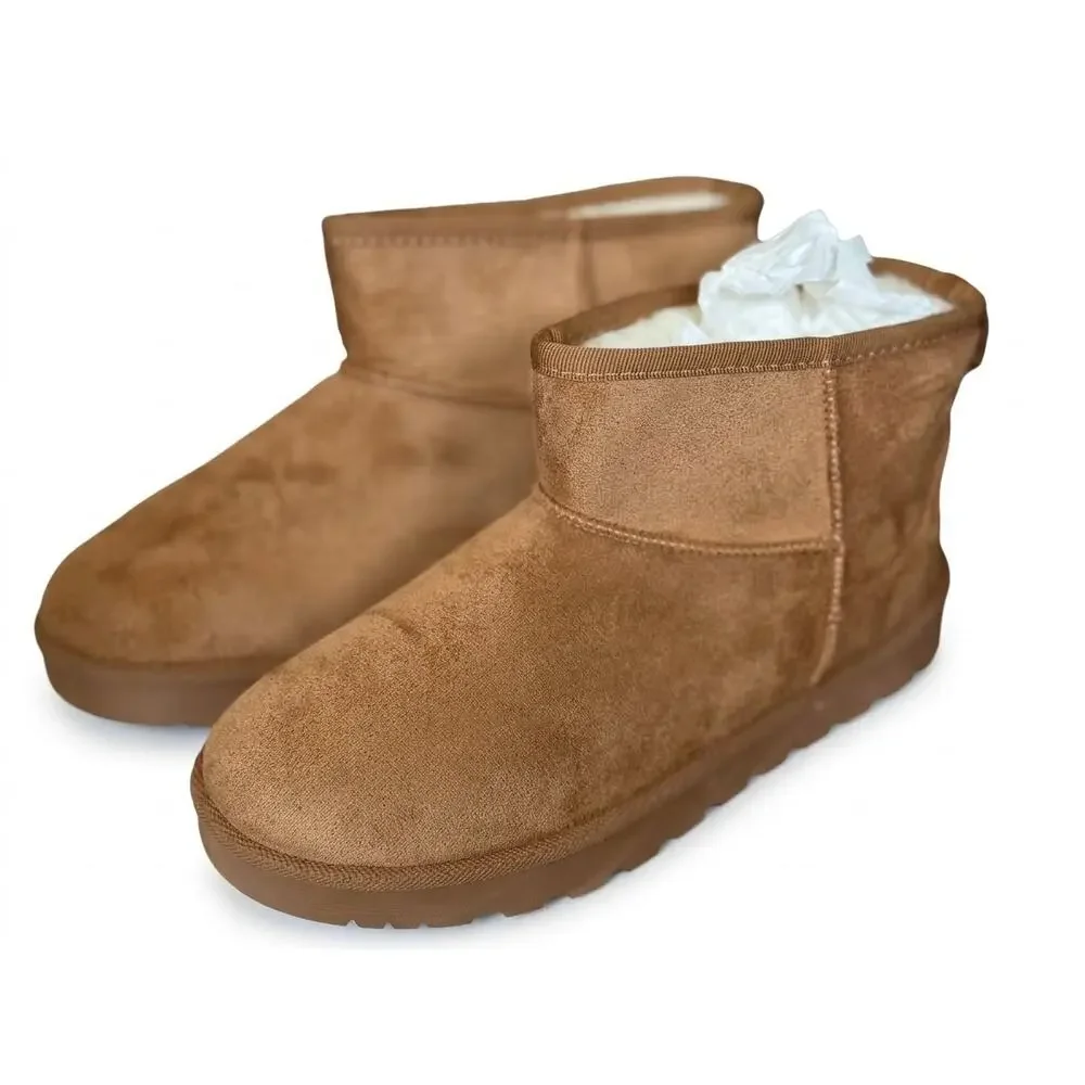 NEW! Pop Rhemmy Women's Flat Heel Winter Boots US 10M Cognac Suedelike